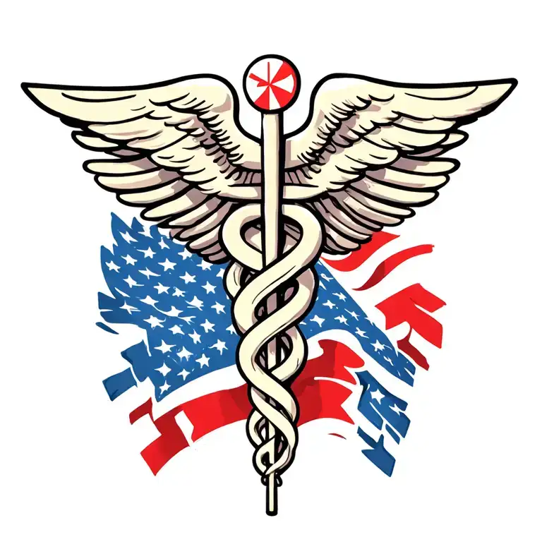 Caduceus And Star Of Life Intertwined