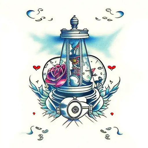 Hourglass With Flowers Sailor Jerry