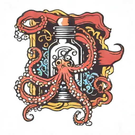 Octopus And Message In Bottle