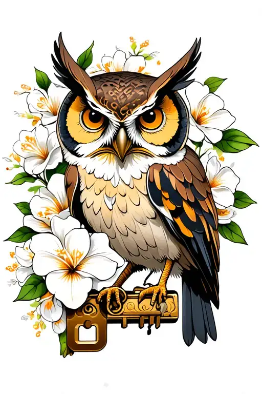 Clockwork Owl Lock And Key Gardenias Blooming