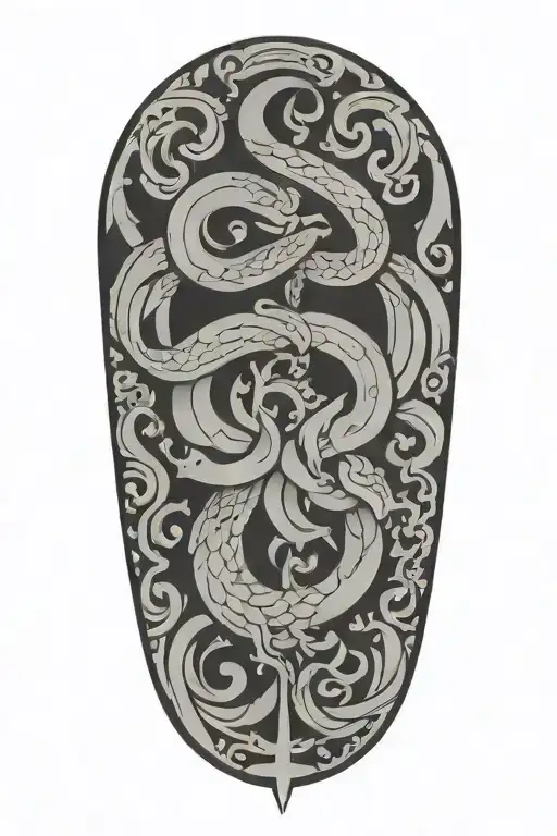 Pattern Incorporating Norse Symbols And Serpents