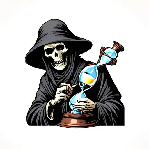 Grim Reaper Holding Hourglass
