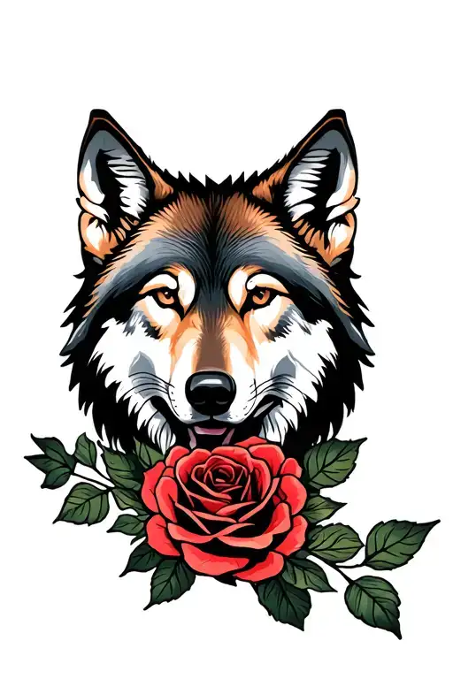 Wolf Blended By Roses
