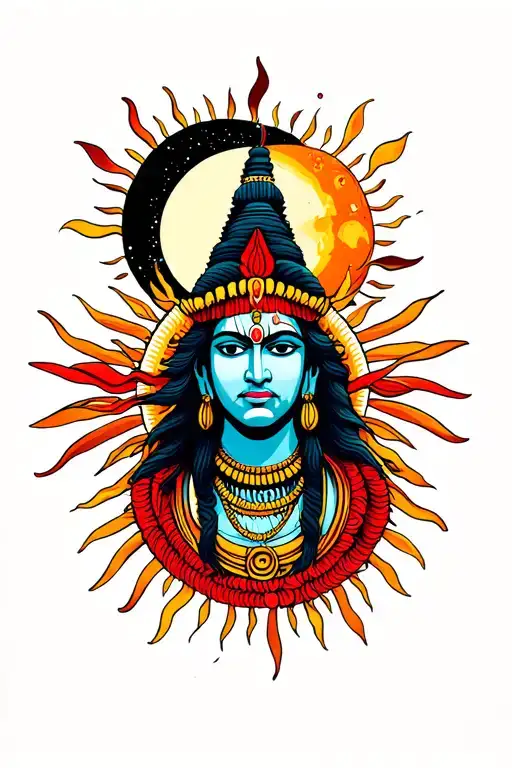 Shiva Rasta Moon And Sun