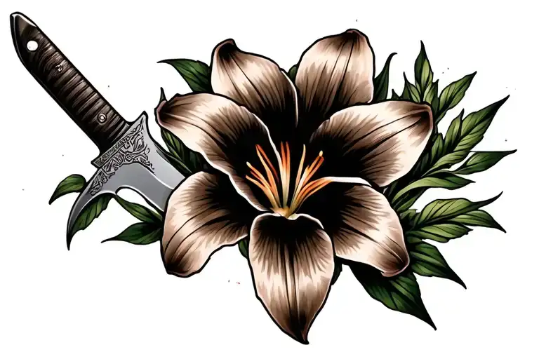 Bowie Knife With Stargazer Lily