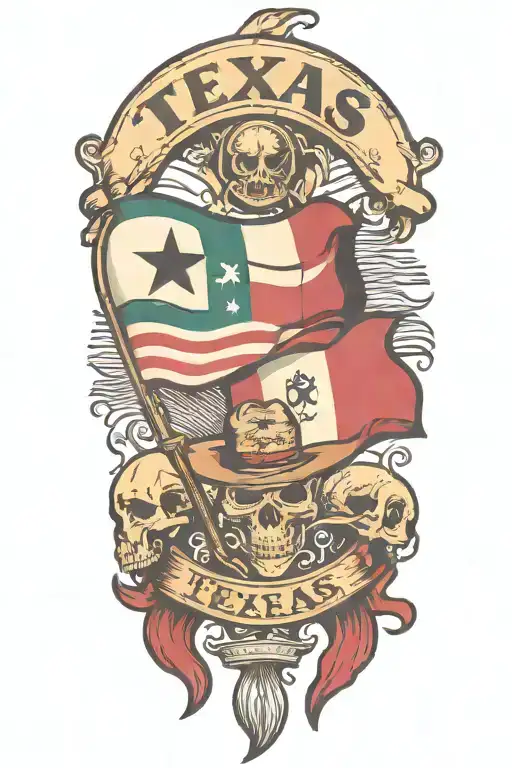 Texas And Mexican Flag Tearing Open And American Flag Underneath