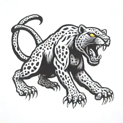 Black And Gray Crawling Panther