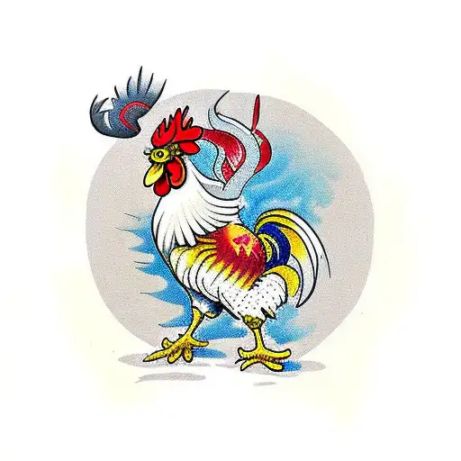Dangerous Rooster In Old Frame