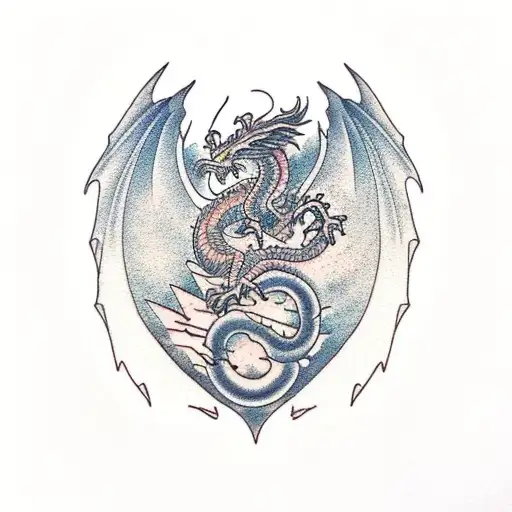 Dragon Flying Around Mountains