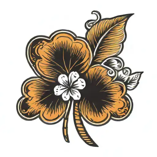 Western Penny And Four Leaf Clover Intertwined