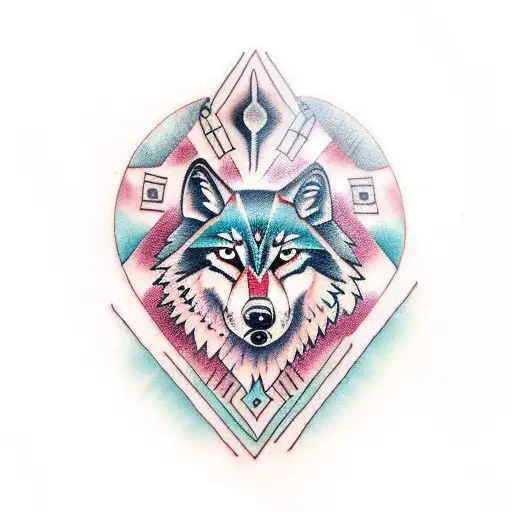 Native American Themed Wolf