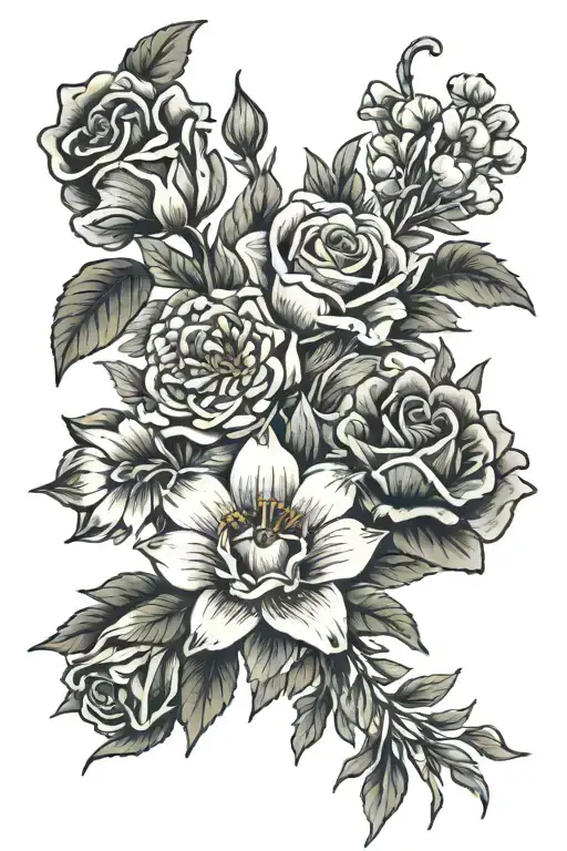 Birth Flower Bouquet Tied