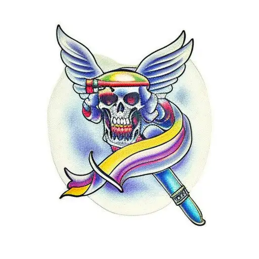 Bold Line Oldschool Tattoo Colorful