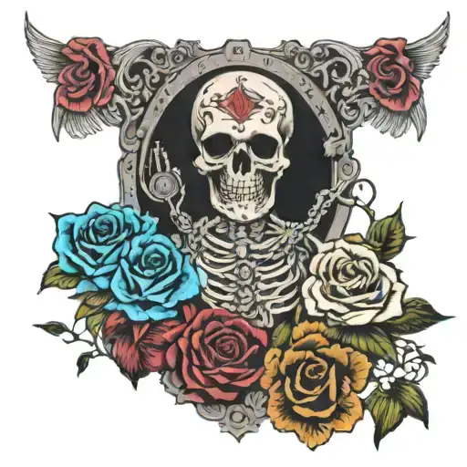 The Altar Of Gauchito Gil Next To Saint Death And Roses All Surrounded By A Rosary