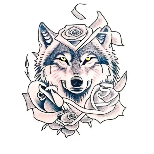 Wolf With Rose And Rope