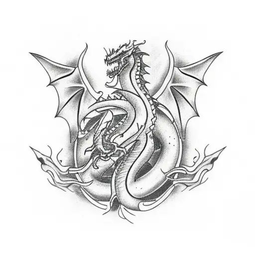 Dragon For Forearm Black And White
