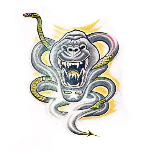Snake Fighting A Gorilla