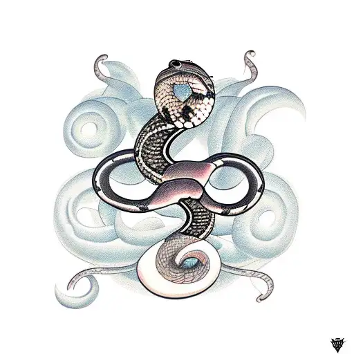 A Curvy Snake With 3 Butterflies On It