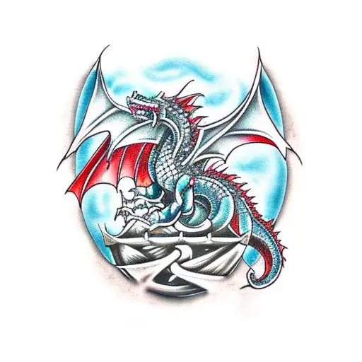 A Fierce Dragon Perched Atop The Iron Throne