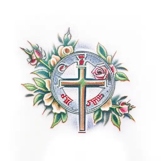 Christian Cross With Roses