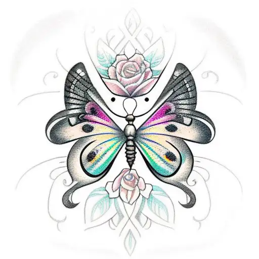 Butterfly Spine Tattoo With Imperfectly Beautiful Down The Center