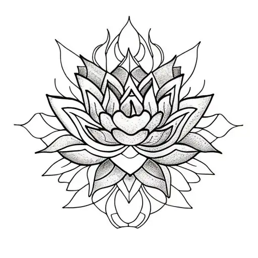 Lotus Flower With On Design