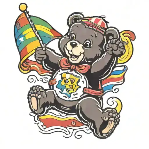 Care Bear Holding Rainbow Flag