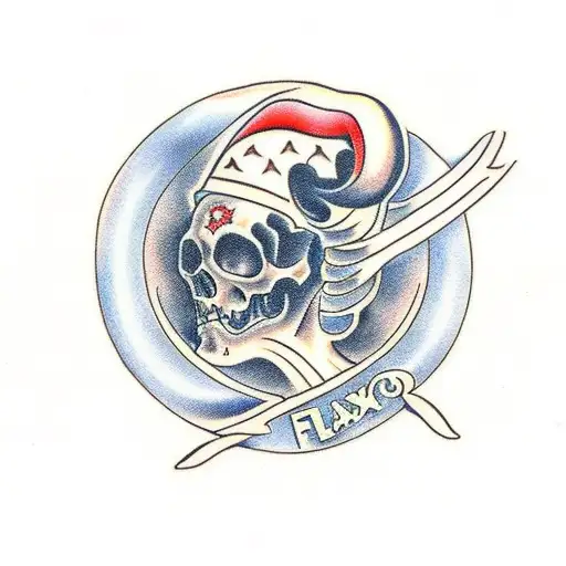 A Traditional Tattoo Design Featuring A Car Racing Through A Graveyard