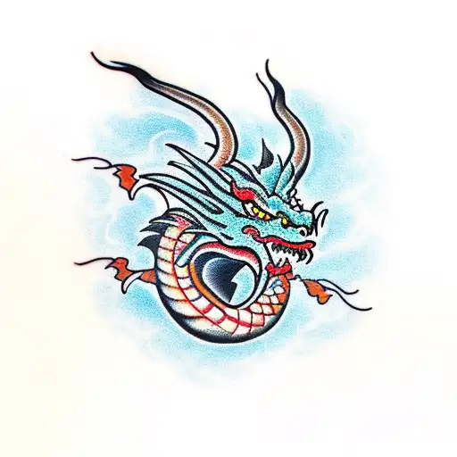 Dragon Facing Forward Blowing Fire