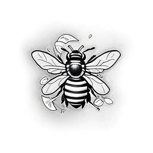 Bee With Honeycomb And Flowers