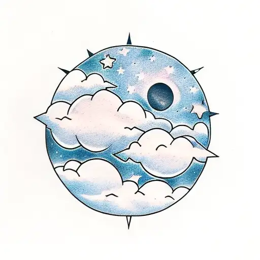 Moon Phases With Clouds And Stars