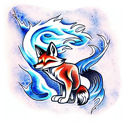 Fox Spirit In A Blue Flame