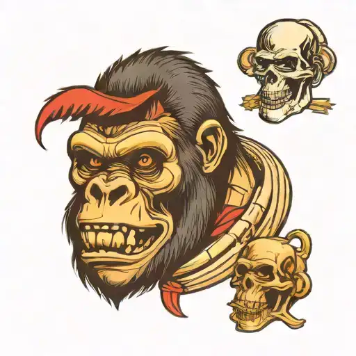 Gorilla And Skull