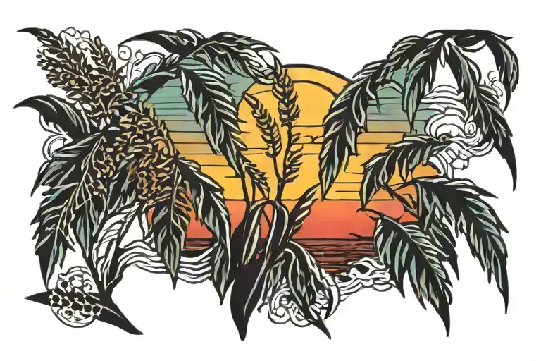 Beach Sunrise With Sea Oats