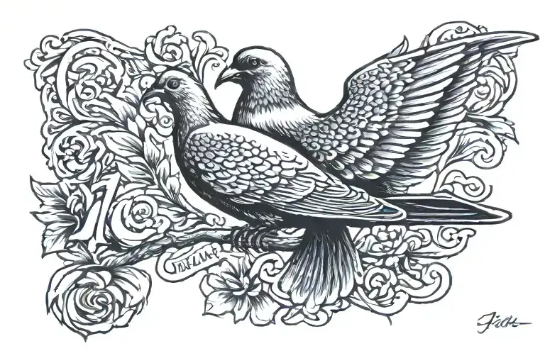 1990 To 2024 Numbers Over A Dove And Bandit Written In Cursive