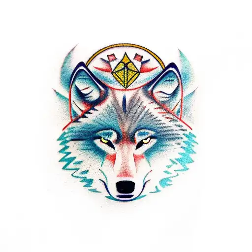 Wolf And Trees And A Viking Family Symbol
