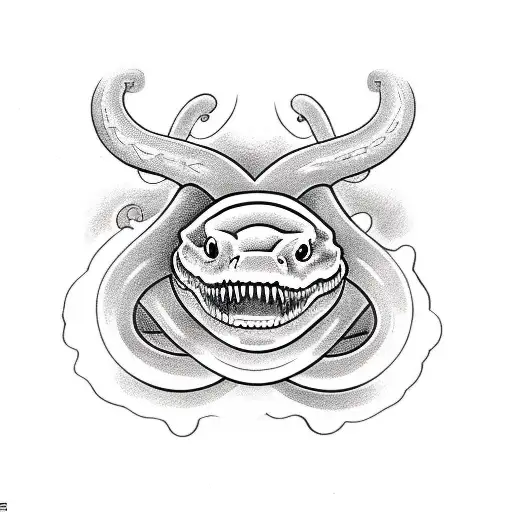 Head Of A Snake Without Body And With Color