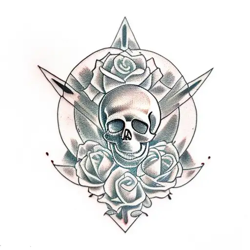 Skull Hourglass Knife Human Heart Blood