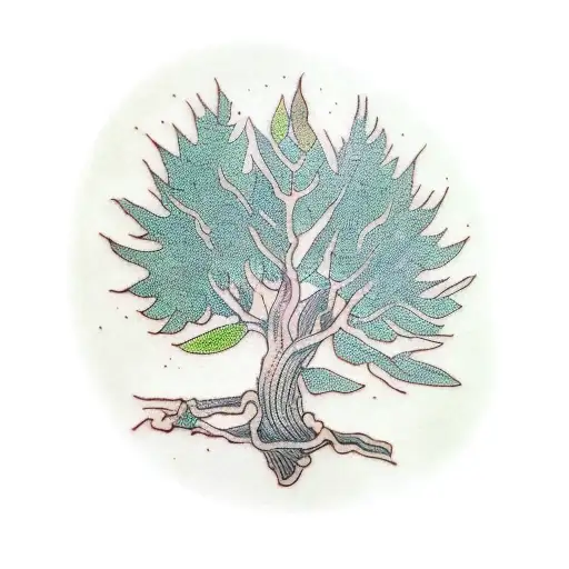 Willow Tree Branch And Leafs Green