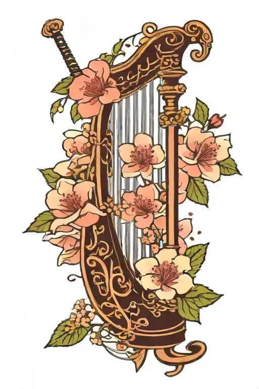 Harp And Sword Japanese Cherry Blossom