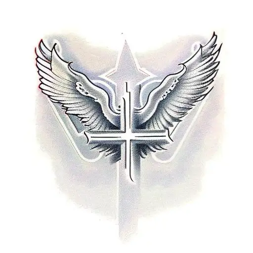 Christian Cross And Wings