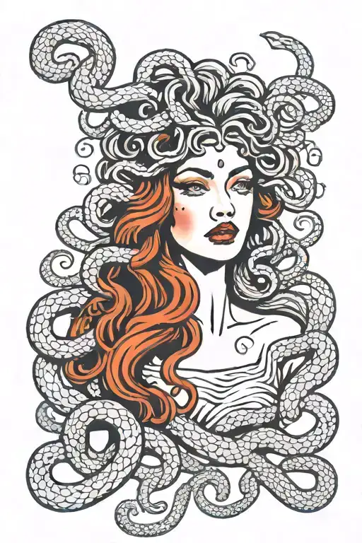 Crying Medusa Beautiful Face That Has Snakes Around Her