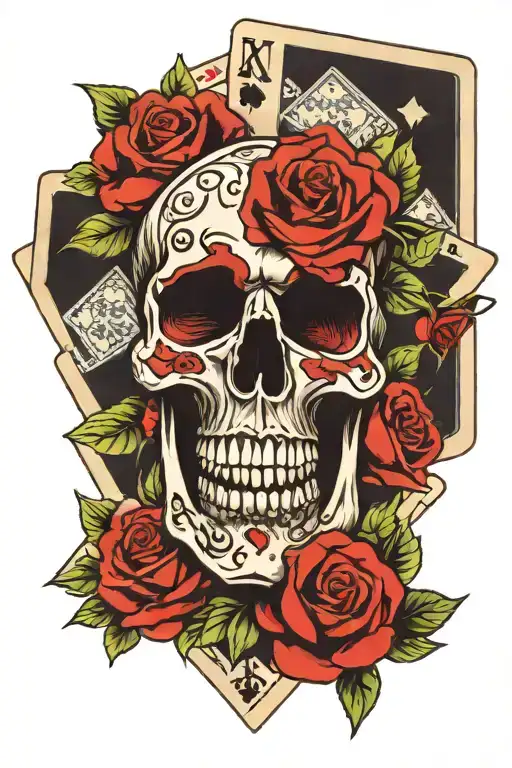Rose Skull Poker Cards Dice Poker Chips
