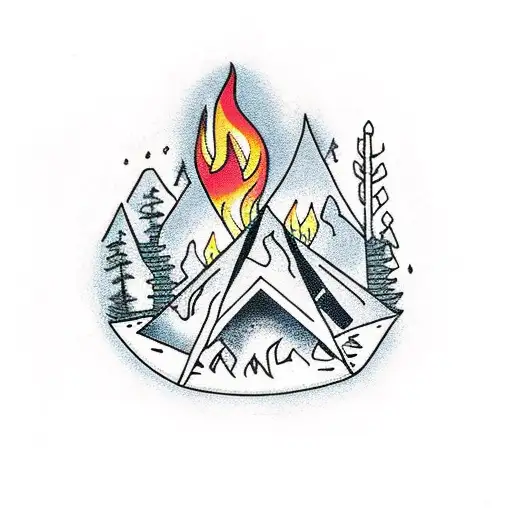 A Campfire Surrounded By Forest Animals In A Mystical Setting