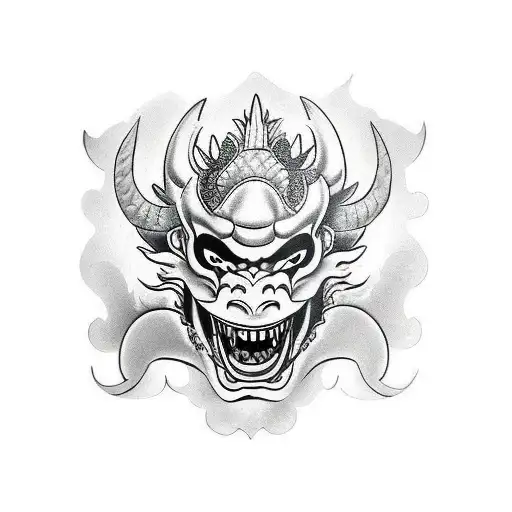 Hannya Mask With Dragon
