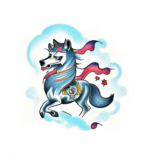 Horse With Wolf And Five Elements