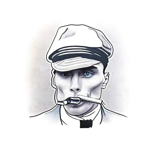 Tommy Shelby From Peaky Blinders Portrait With His Hat And Smoking A Sigarette