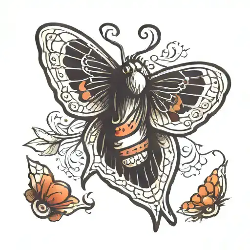 Moth With Heart Pattern In Wings Spread