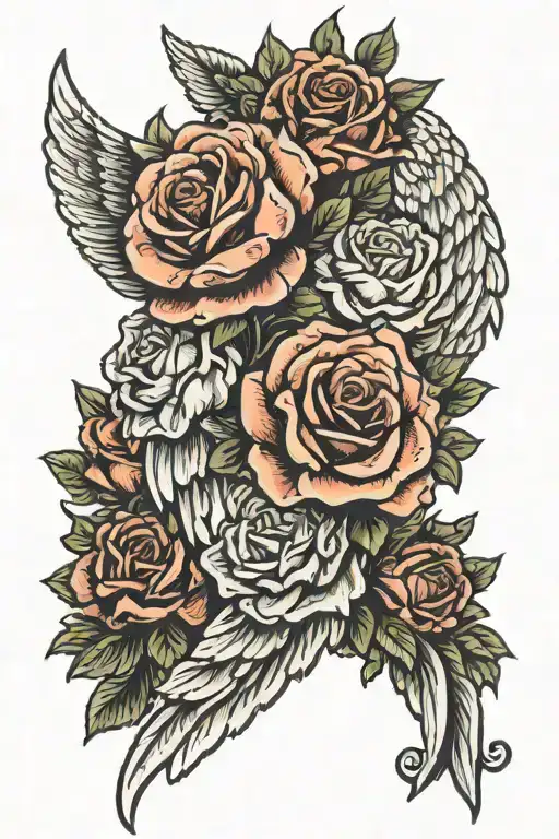 Angel Wings With Roses