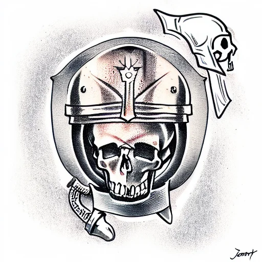 Bust Of A Knight With His Helmets Visor Up And A Skull Under It